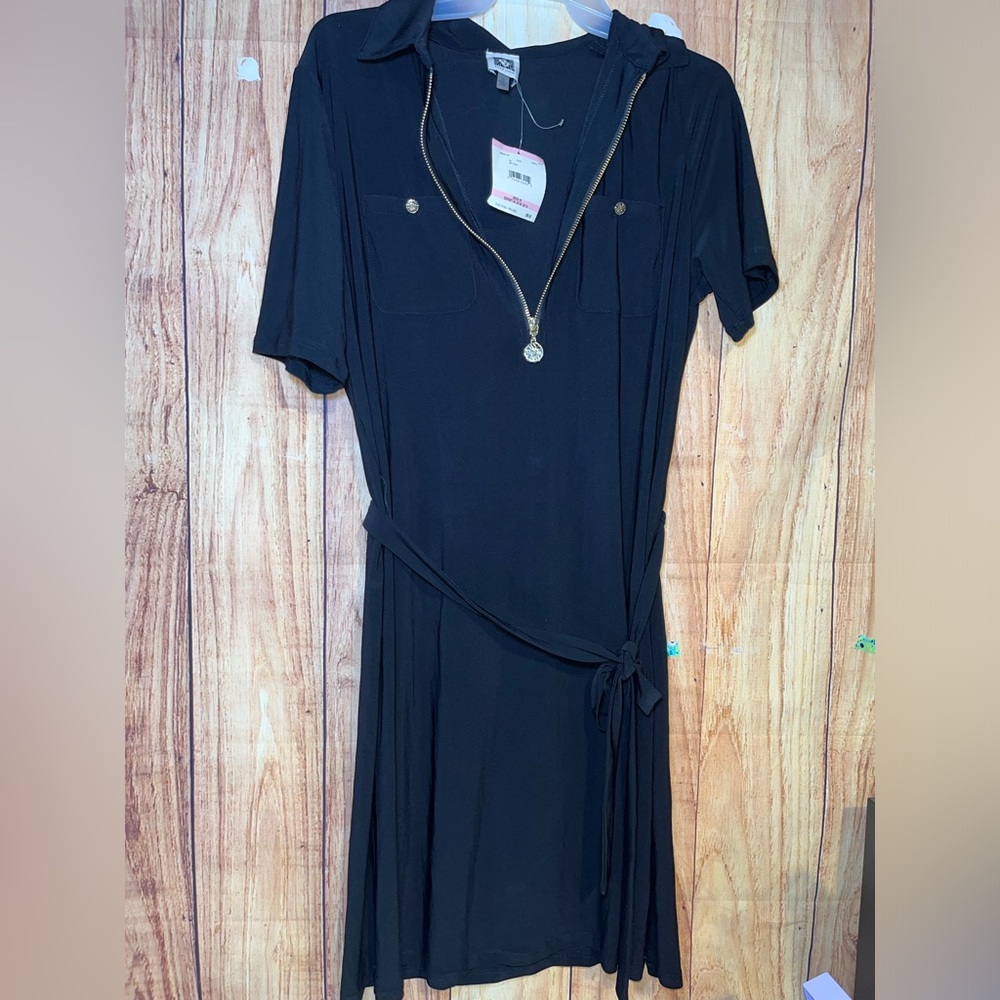 Anne Klein Size 10 Black Dress with gold accents NWT